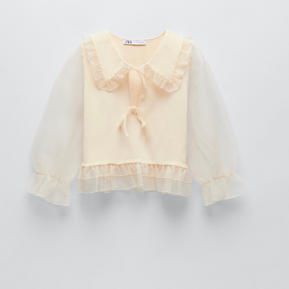 NWT Rare Zara Combination Knit and organza Top - Picture 8 of 13